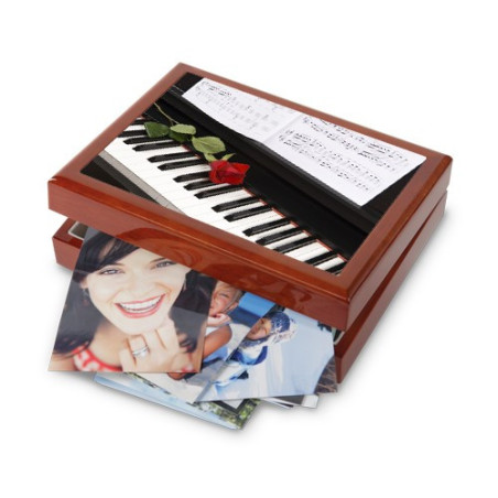 Boite cadeaux 18 cm x 23 cm : Piano, rose, partition