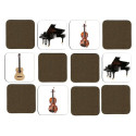 Jeu de mémoire en bois : Piano, guitare classique, guitare électrique, contrebasse, violon, violoncelle