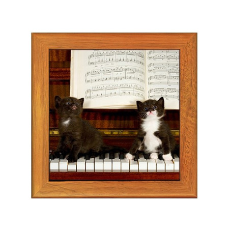 Dessous de plat : 2 chats sur un piano