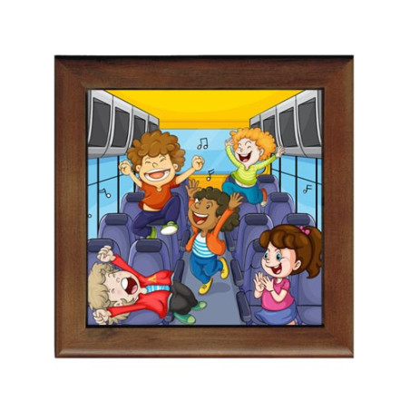 Dessous de plat : Enfants dans un bus