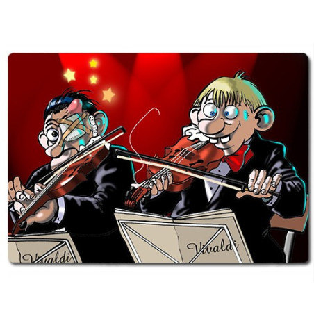 Planche à découper en verre : 2 violonistes