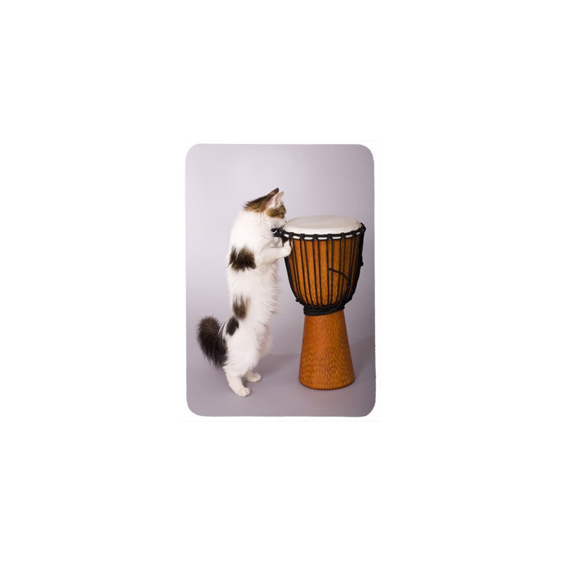 Tapis de souris 27 cm x 20 cm : Chat jouant du djembe