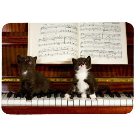 Tapis de souris 27 cm x 20 cm : Deux chatons sur un piano
