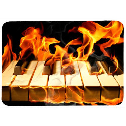 Tapis de souris 27 cm x 20 cm : Clavier de piano en feu