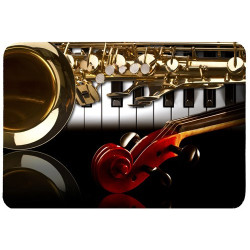 Tapis de souris 27 cm x 20 cm : Saxophone, volute et clavier de piano