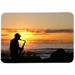 Tapis de souris 27 cm x 20 cm : Saxophoniste sur une plage