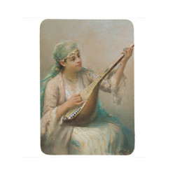 Tapis de souris 27 cm x 20 cm : Femme jouant d'un instrument à cordes par Fausto Zonaro