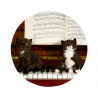 Tapis de souris rond : 2 chatons sur un piano