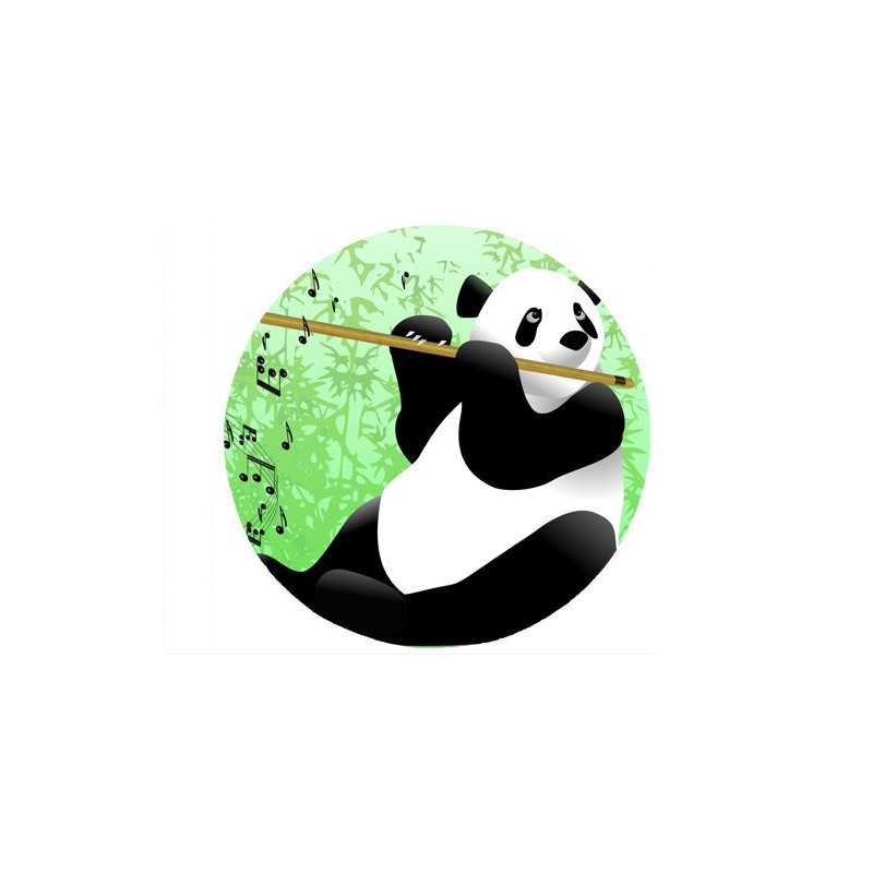 Tapis de souris rond : Panda flûtiste