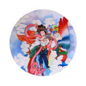 Tapis de souris rond : Peinture traditionnelle chinoise représentant une flûtiste