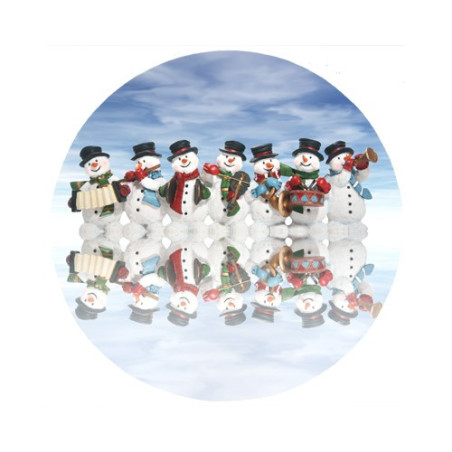 Tapis de souris rond : Orchestre de bonhommes de neige
