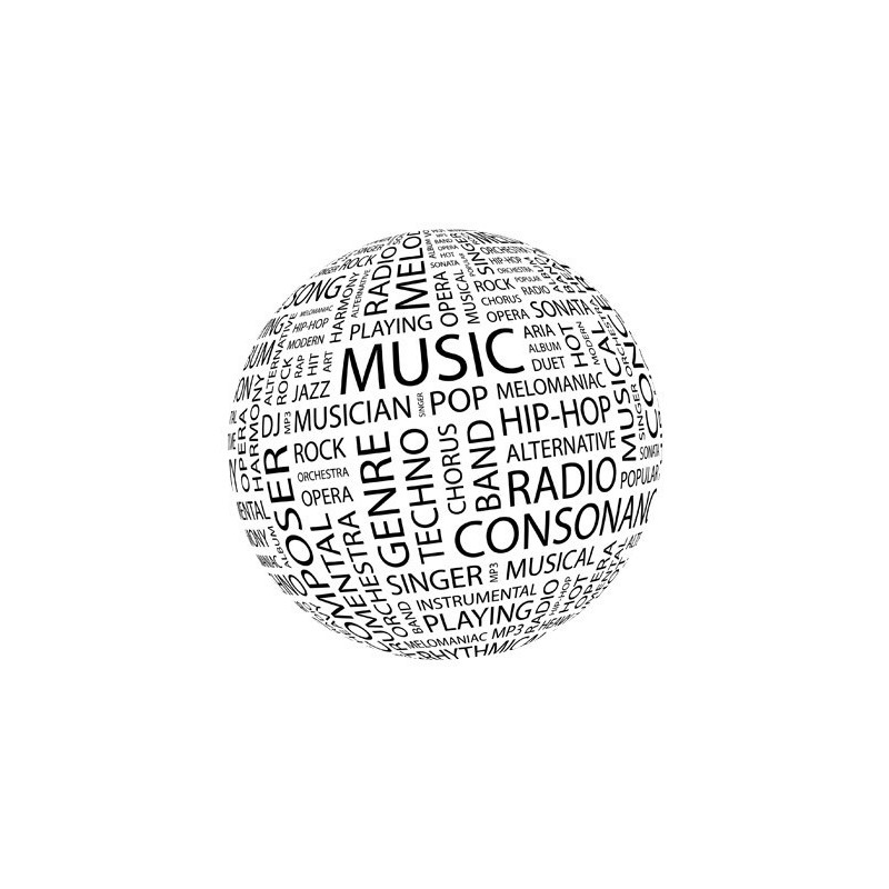 Tapis de souris rond : Mots anglais sur la musique