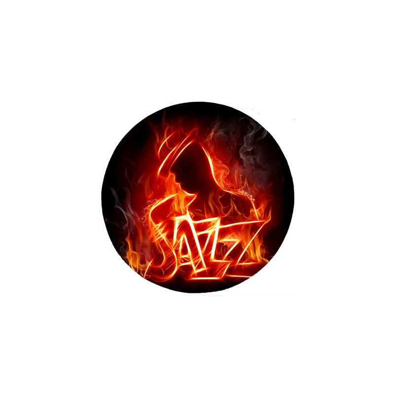 Tapis de souris rond : Saxophoniste jazz en feu
