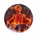 Tapis de souris rond : Squelette DJ en feu
