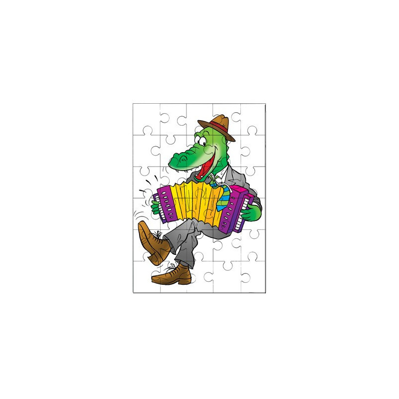 Puzzle en bois 30 pièces : Crocodile accordéoniste