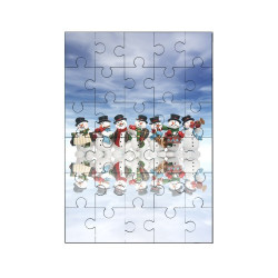 Puzzle en bois 30 pièces : Bonhommes de neige musiciens